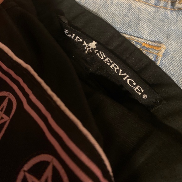 Rare Lip Service Feel the Burn Black / Pink Pentagram Shorts XS diy - Picture 5 of 5